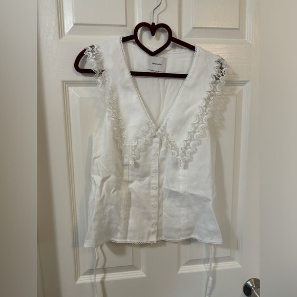 Reformation Melodie Linen Top Size 6 in White - Picture 3 of 5